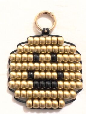 Handmade Pony Bead Smiley Face Keychain Bag Charm |